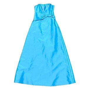 DaVinci Blue Satin Maxi Formal Dress Hoco Bridesmaid Coastal 2 Prom Gala Wedding